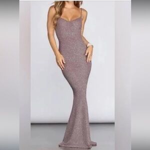 WINDSOR Lavender glitter mermaid prom dress size: large BRAND NEW